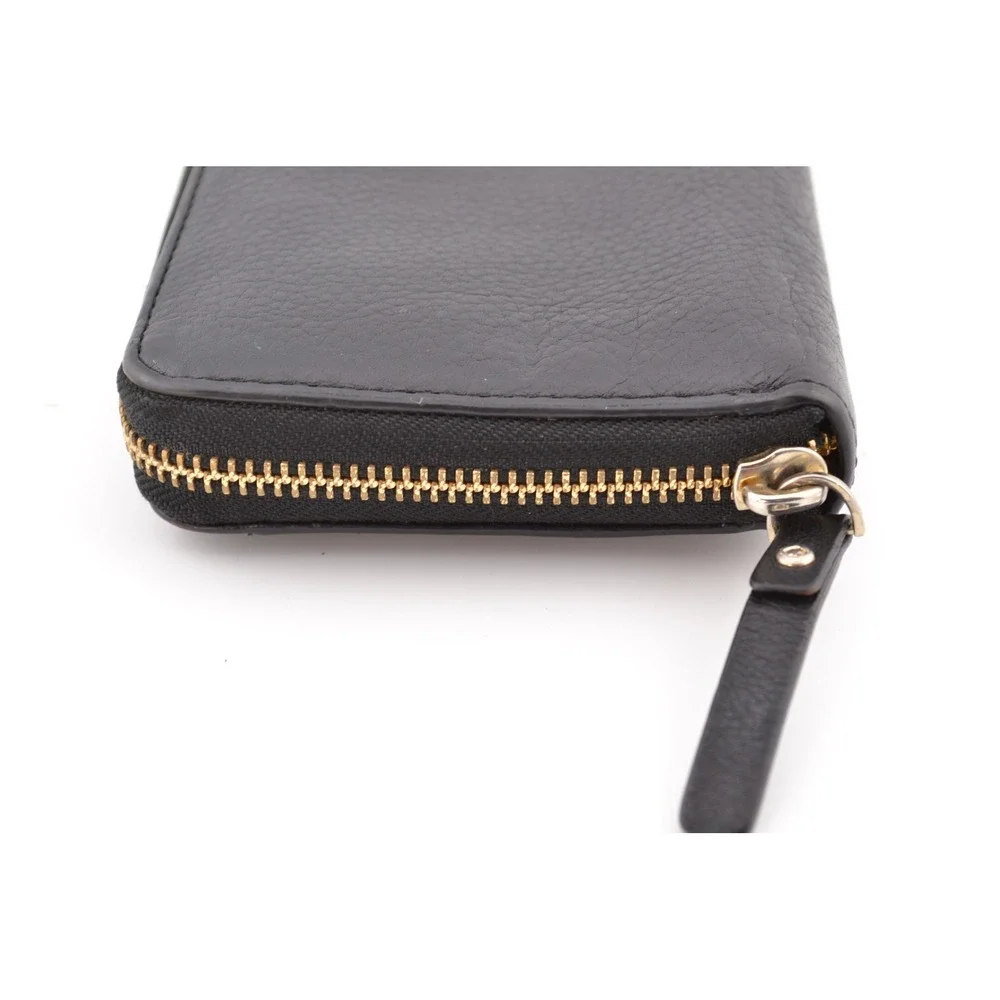 Kate Spade‎ New York Black Leather Zip Around Pebbled Leather Wallet Card Holder
